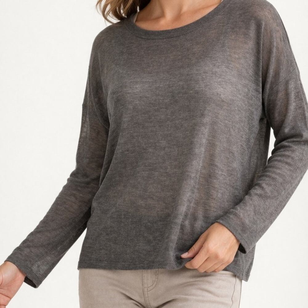 Leimere Gramercy Sweatshirt XS Gray Cashmere Blend Long Sleeve Crew Minimalist